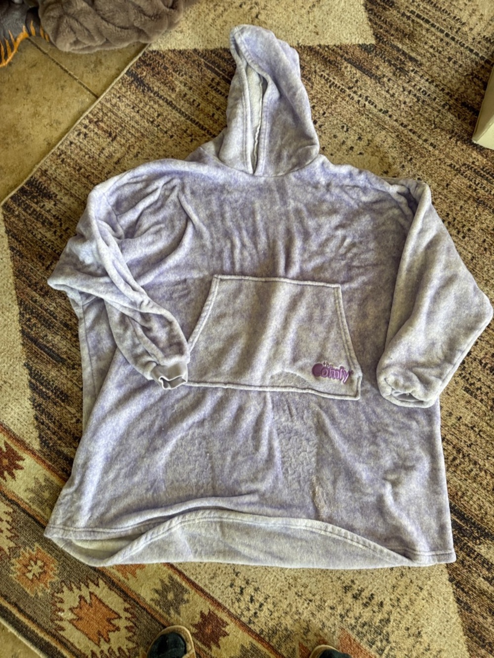 Plush Lavender Hooded Oversized Pullover with Pocket